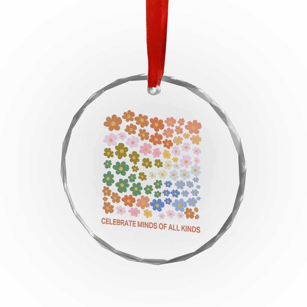 Neurodiversity Boho Floral Crystal Glass Ornament Celebrate Minds of All Kinds Autism ADHD ASD TS02 Print Your Wear