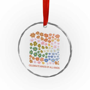 Neurodiversity Boho Floral Crystal Glass Ornament Celebrate Minds of All Kinds Autism ADHD ASD TS02 Print Your Wear