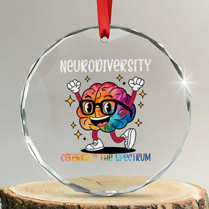Neurodiversity Brain Crystal Glass Ornament Celebrate The Spectrum Autism Acceptance ASD ADHD TS02 Transparent Glass 3'' Circle Print Your Wear
