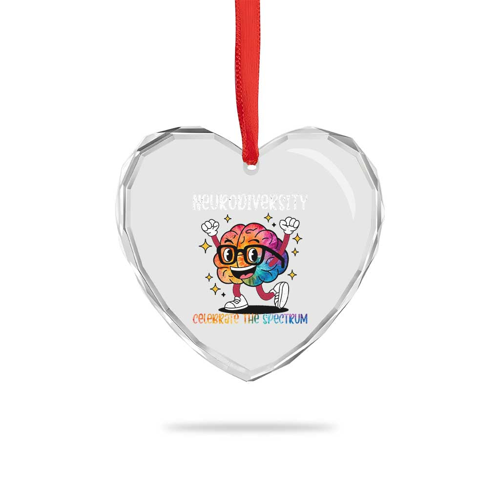 Neurodiversity Brain Heart Crystal Glass Ornament Celebrate The Spectrum Autism Acceptance ASD ADHD TS02 Print Your Wear