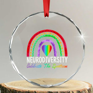 Neurodiversity Crystal Glass Ornament Autism Spectrum ASD ADHD Rainbow Boho TS02 Transparent Glass 3'' Circle Print Your Wear