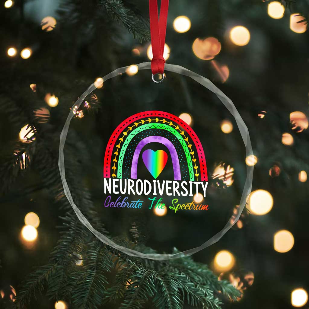 Neurodiversity Crystal Glass Ornament Autism Spectrum ASD ADHD Rainbow Boho TS02 Print Your Wear