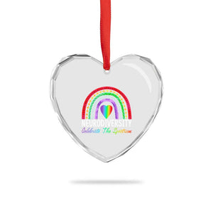 Neurodiversity Heart Crystal Glass Ornament Autism Spectrum ASD ADHD Rainbow Boho TS02 Print Your Wear
