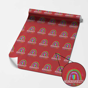 Neurodiversity Wrapping Paper Roll Autism Spectrum ASD ADHD Rainbow Boho TS02 Red Print Your Wear