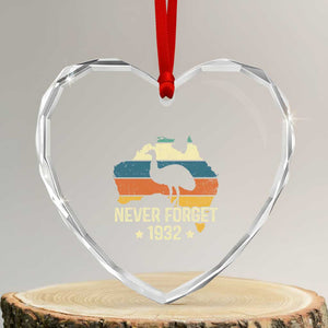Never Forget 1932 Emu War Heart Crystal Glass Ornament Funny Emu Lover Zookeeper TS10 Transparent Glass 3'' Heart Print Your Wear