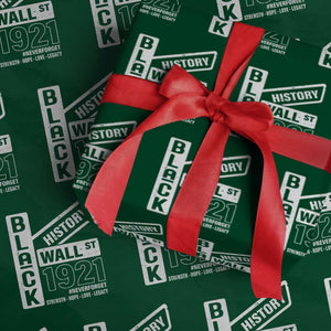 Never Forget Black Wall Street 1921 Wrapping Paper Roll Tulsa Black History Month TS11 Green Print Your Wear