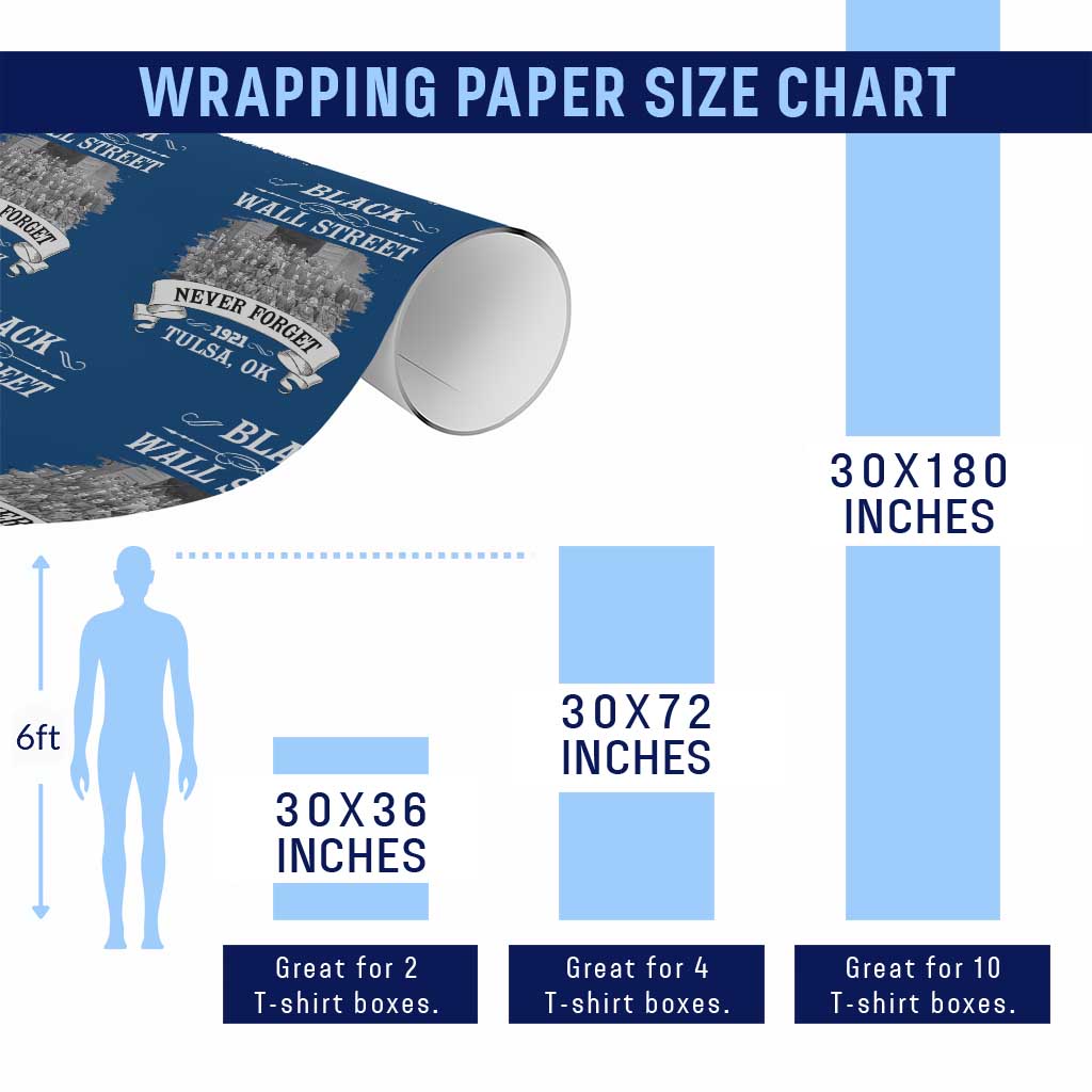 Never Forget Black Wall Street 1921 Wrapping Paper Roll Tulsa Oklahoma Black History Month TS11 Print Your Wear