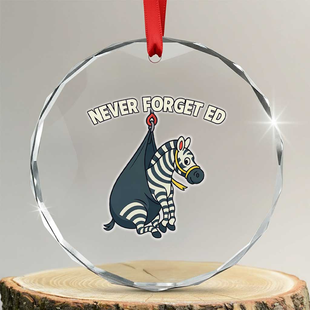 Never Forget Ed The Zebra Meme Crystal Glass Ornament Funny Viral Animal Escape Internet Humor Fans TS02 Transparent Glass 3'' Circle Print Your Wear