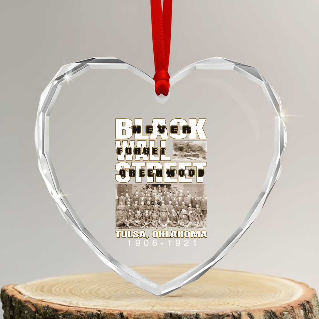 Never Forget Greenwood Black Wall Street Heart Crystal Glass Ornament Black History Month TS11 Transparent Glass 3'' Heart Print Your Wear