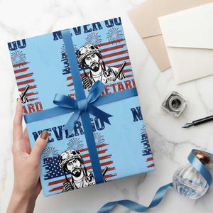 Never Go Full Retard Funny 4th of July Soldier Quote Wrapping Paper Roll Patriotic American Flag Fireworks Dark Humor