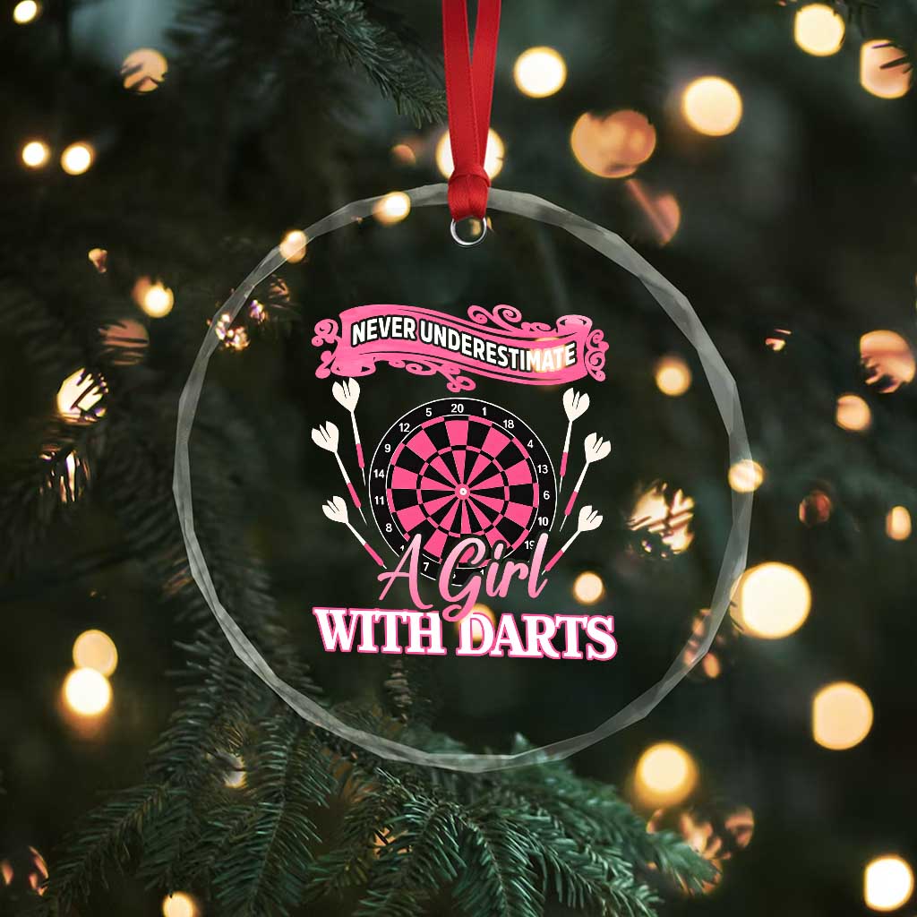 Never Underestimate A Girl Dart Player Gift Idea Crystal Glass Ornament TS12 Print Your Wear