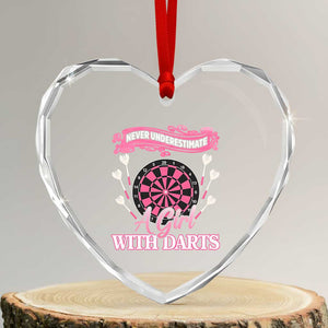 Never Underestimate A Girl Dart Player Gift Idea Heart Crystal Glass Ornament TS12 Transparent Glass 3'' Heart Print Your Wear