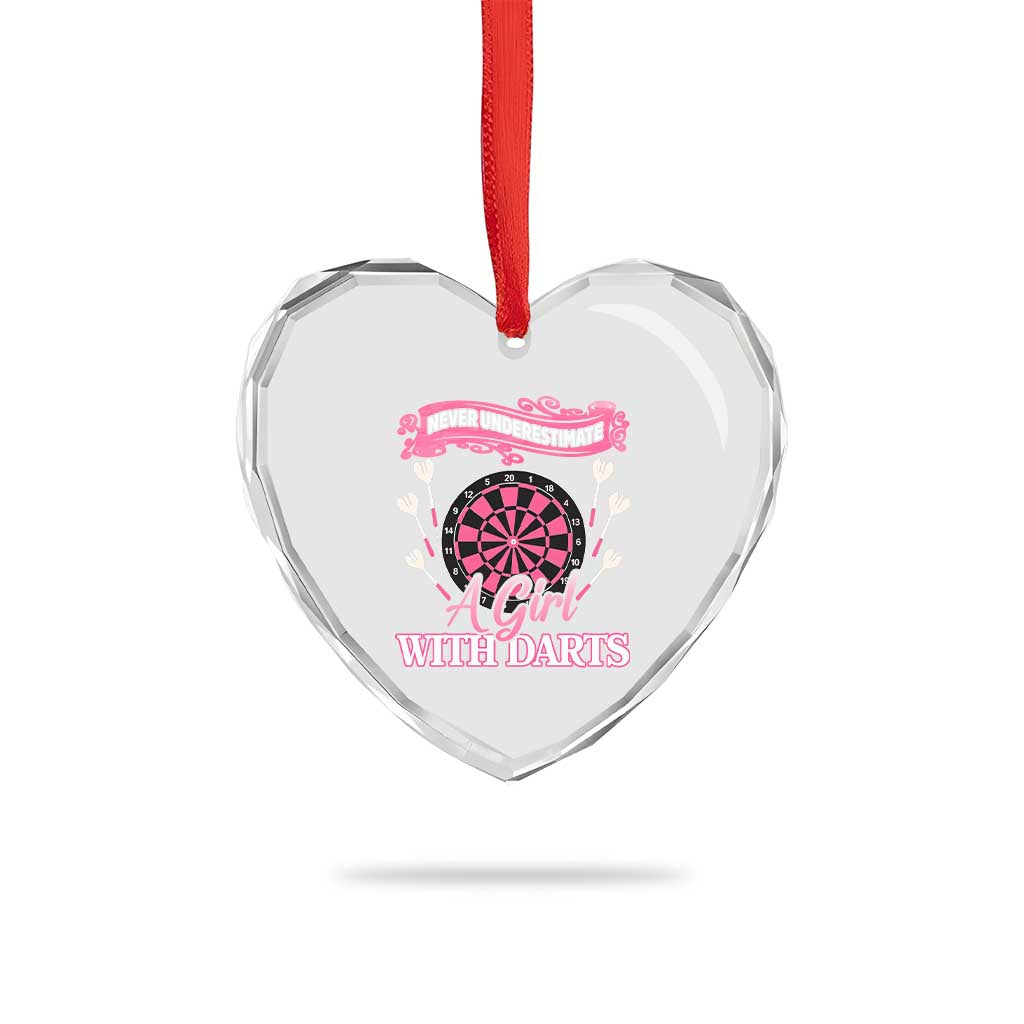 Never Underestimate A Girl Dart Player Gift Idea Heart Crystal Glass Ornament TS12 Print Your Wear