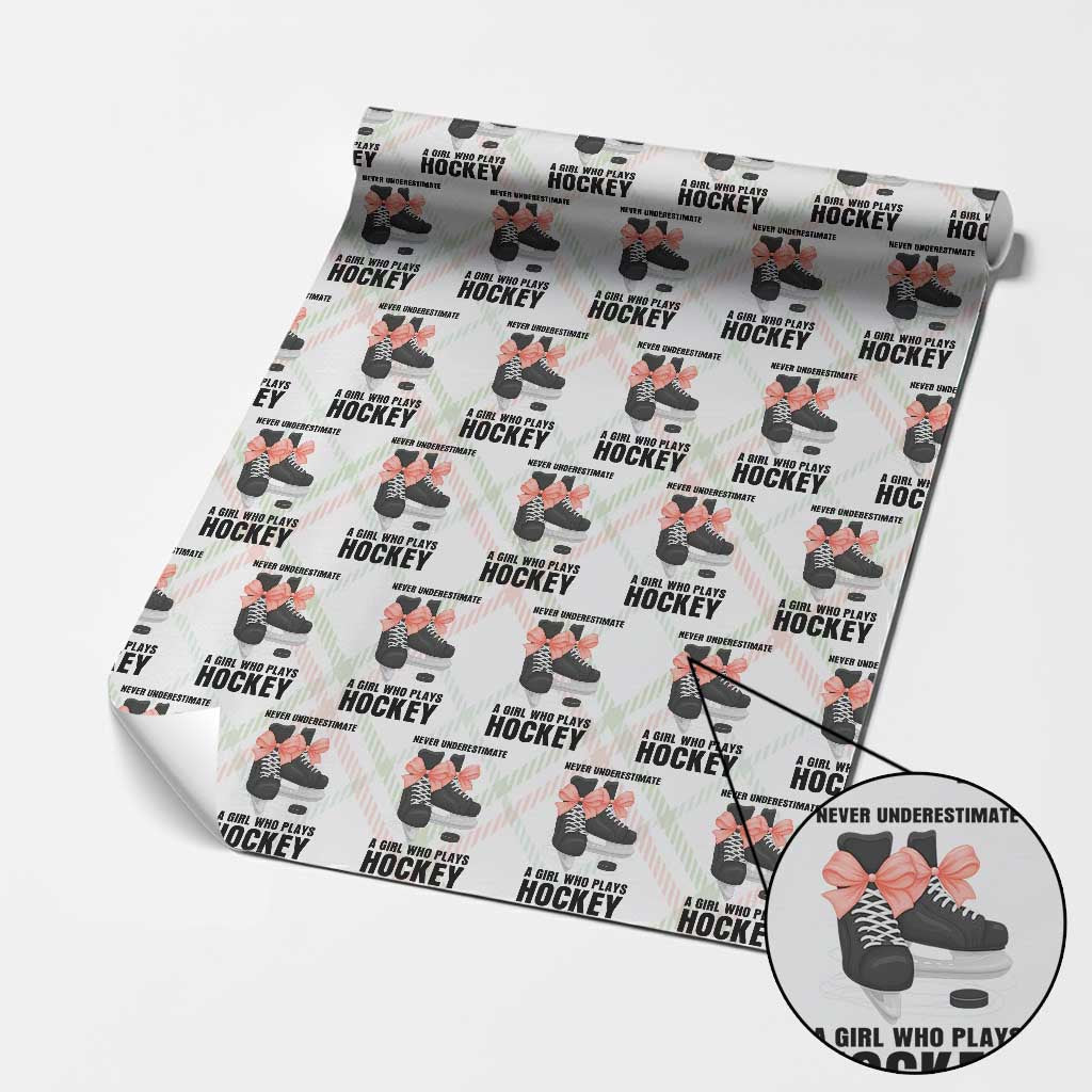 Never Underestimate A Girl Hockey Player Gift Idea Wrapping Paper Roll TS12 Christmas Plaid Print Your Wear