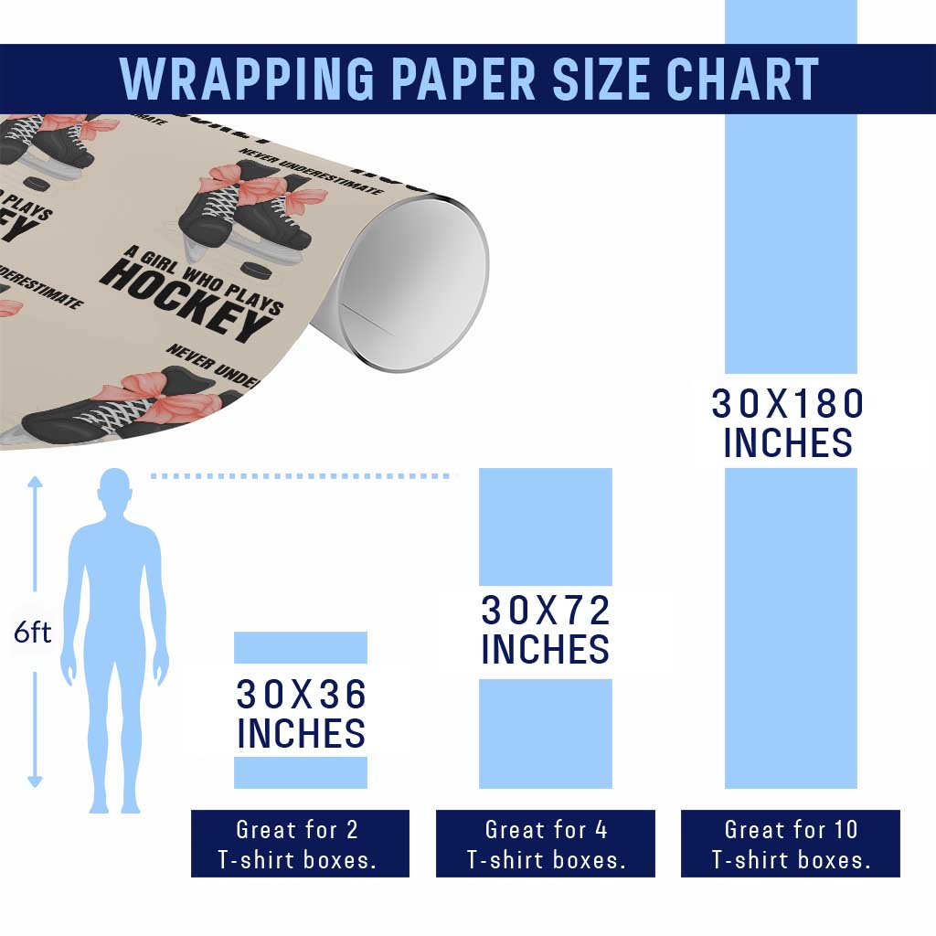 Never Underestimate A Girl Hockey Player Gift Idea Wrapping Paper Roll TS12 Print Your Wear