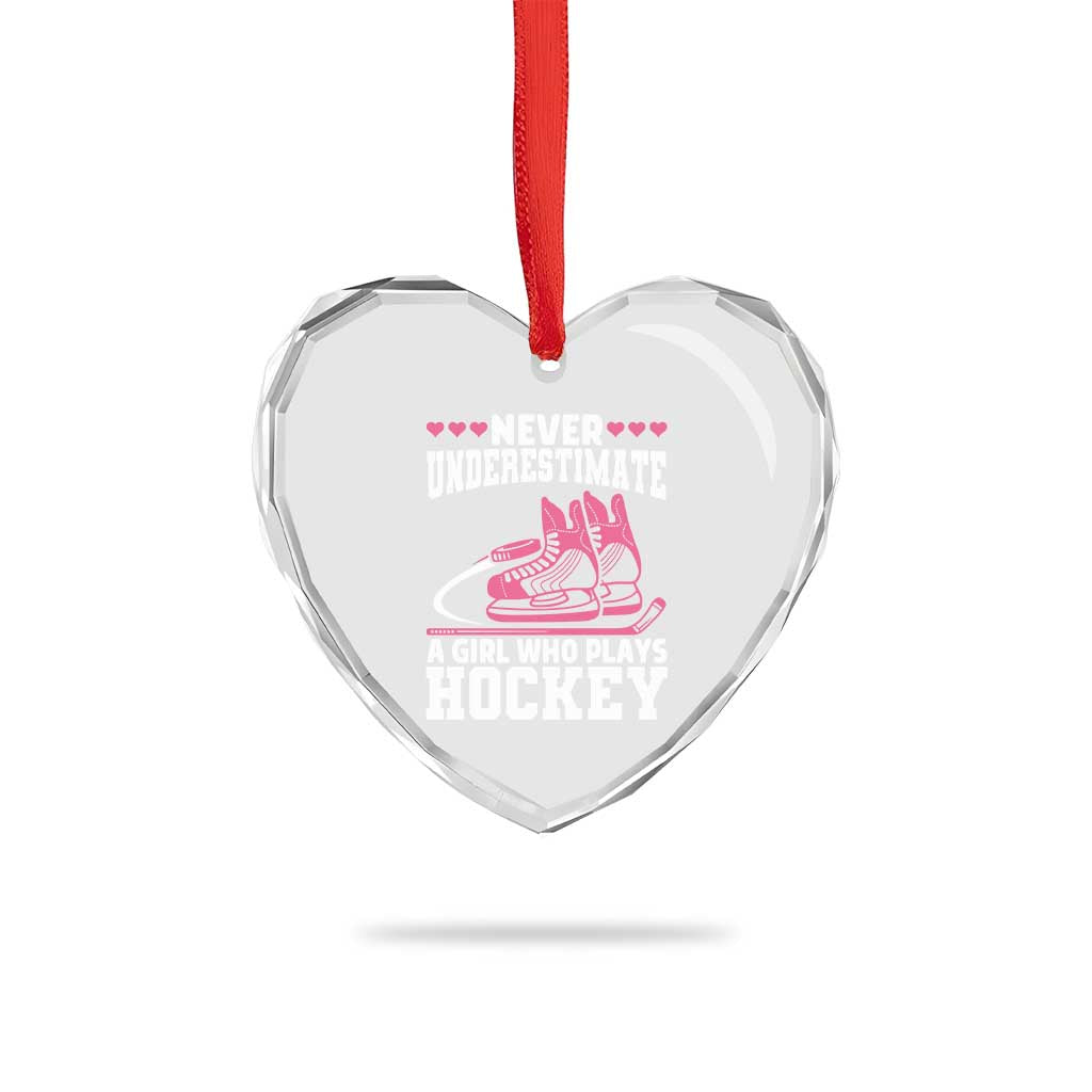 Never Underestimate A Girl Who Plays Hockey Heart Crystal Glass Ornament Gift For Women TS12 Print Your Wear