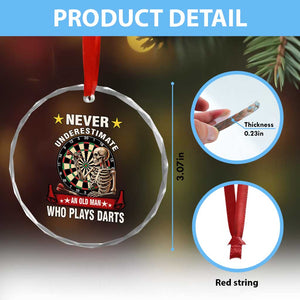 Never Underestimate An Old Man Plays Darts Crystal Glass Ornament Gothic Darts Player TS12 Print Your Wear