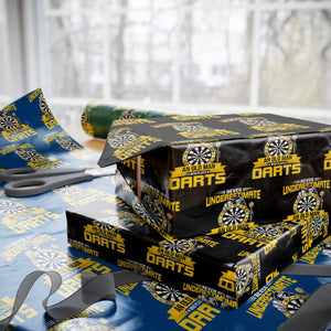 Never Underestimate An Old Man Plays Darts Wrapping Paper Roll Funny Dartist Grim Reaper Gift TS12 Black Print Your Wear