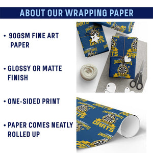 Never Underestimate An Old Man Plays Darts Wrapping Paper Roll Funny Dartist Grim Reaper Gift TS12 Print Your Wear