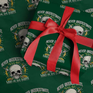 Never Underestimate An Old Who Plays Darts Wrapping Paper Roll Funny Darts Fan TS12 Green Print Your Wear