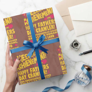 New Achievement Happy Fathers Day Crawler Wrapping Paper Roll Funny Gamer Dad LitRPG Gaming Milestone