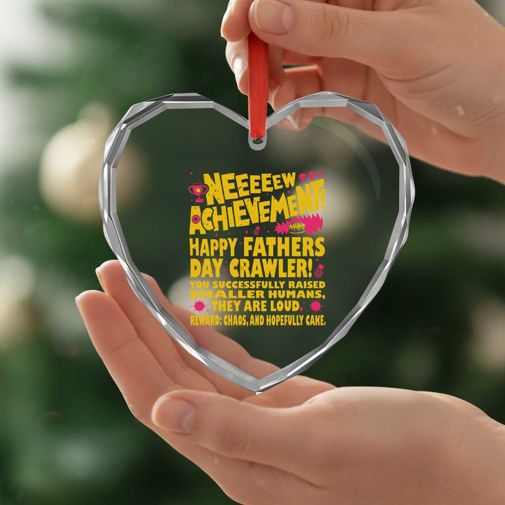 New Achievement Happy Fathers Day Crawler Heart Crystal Glass Ornament Funny Gamer Dad LitRPG Gaming Milestone