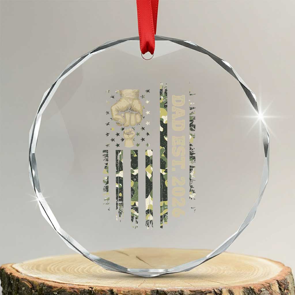 New Dad 2026 Crystal Glass Ornament Camo American Flag Military Dad Father's Day TS14 Transparent Glass 3'' Circle Print Your Wear