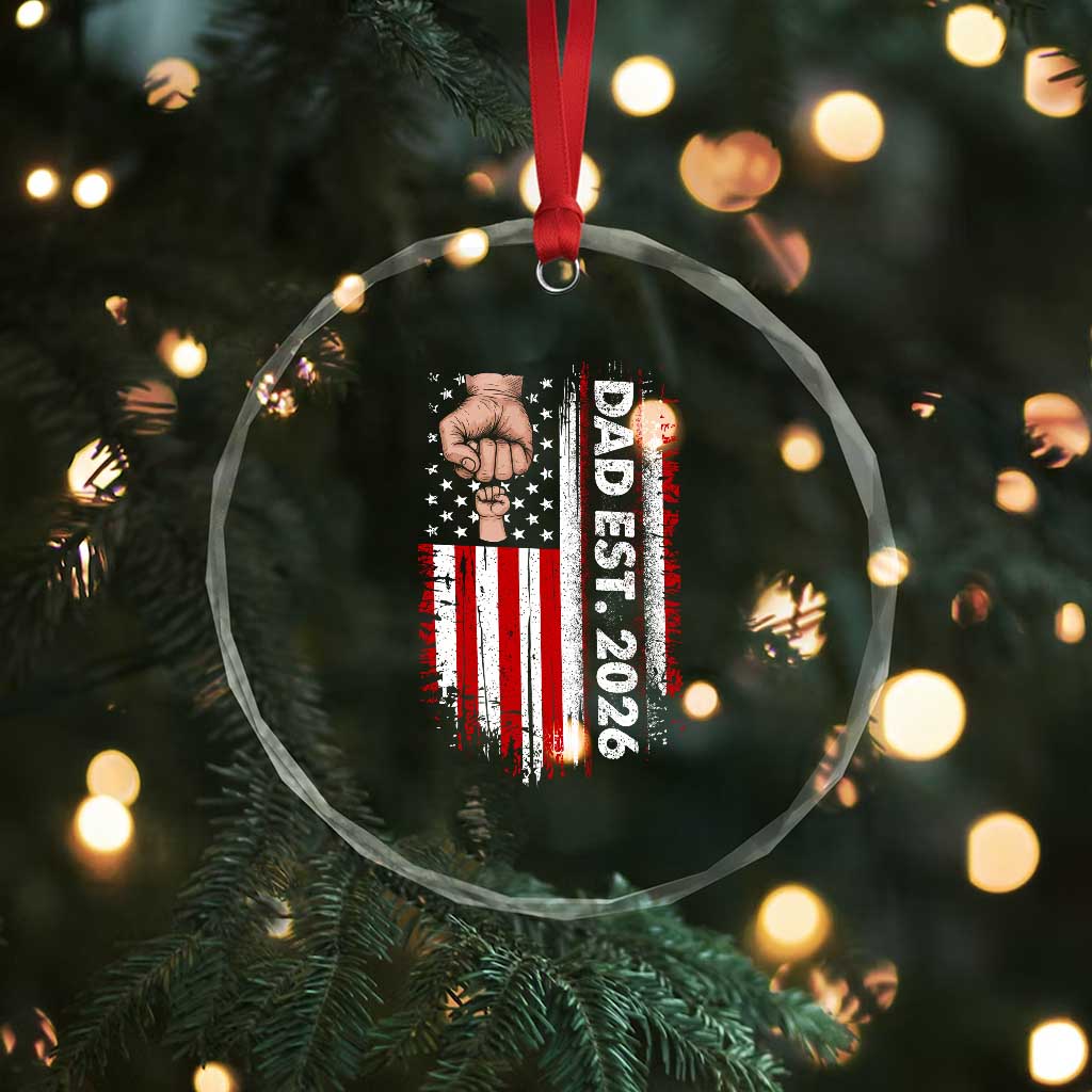 New Dad 2026 Crystal Glass Ornament Patriotic US American Flag Gifts Fathers Day TS14 Print Your Wear
