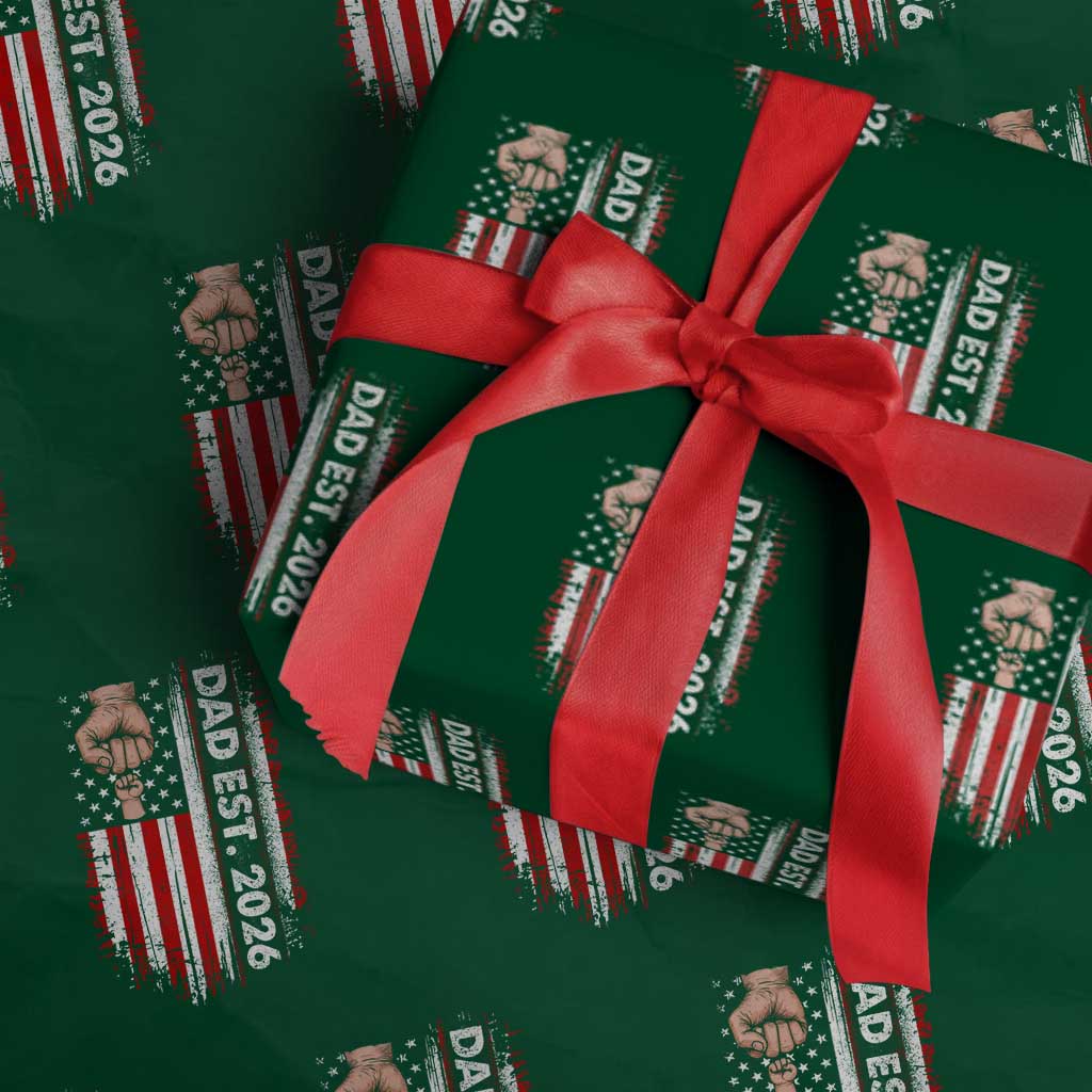 New Dad 2026 Wrapping Paper Roll Patriotic US American Flag Gifts Fathers Day TS14 Green Print Your Wear