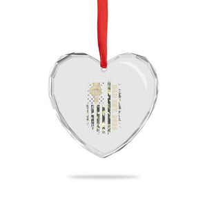 New Dad 2026 Heart Crystal Glass Ornament Camo American Flag Military Dad Father's Day