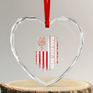 New Dad 2026 Heart Crystal Glass Ornament Patriotic US American Flag Gifts Fathers Day