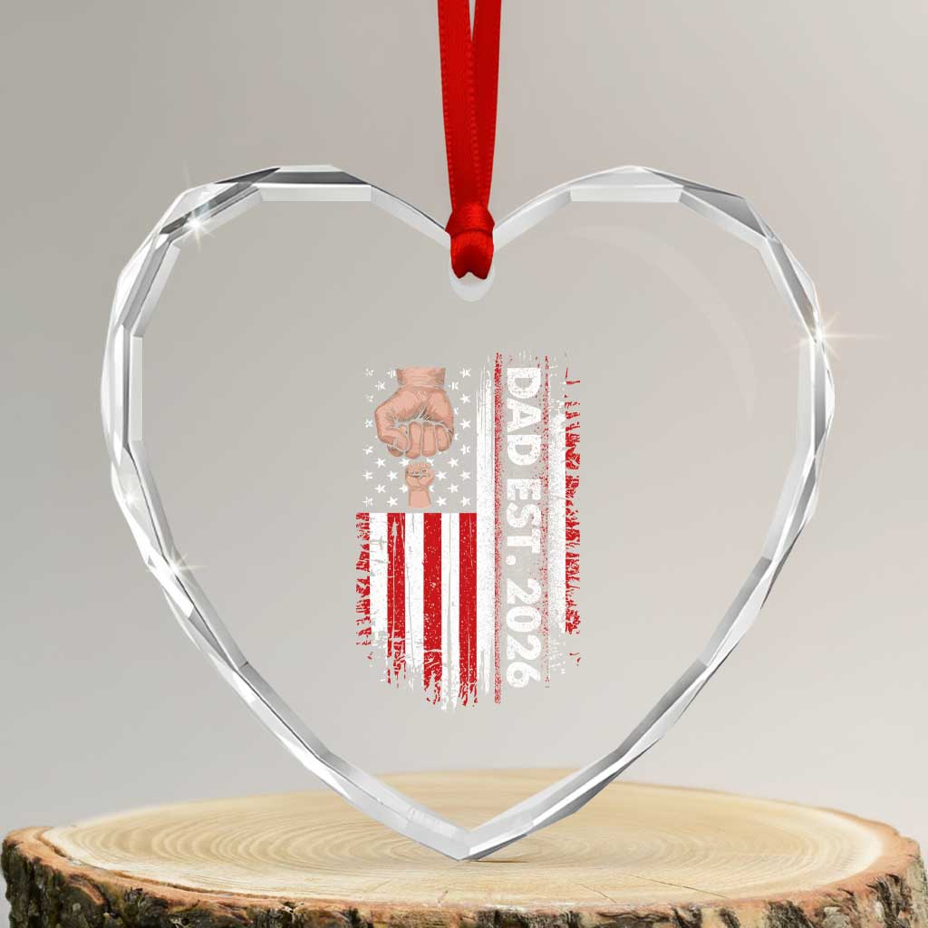 New Dad 2026 Heart Crystal Glass Ornament Patriotic US American Flag Gifts Fathers Day TS14 Transparent Glass 3'' Heart Print Your Wear