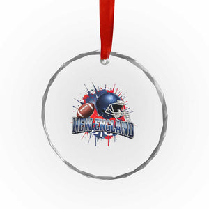 New England Athletic Helmet Graphic Paint Splatter Graphic Crystal Glass Ornament Patriotic Game Day Sports Fan