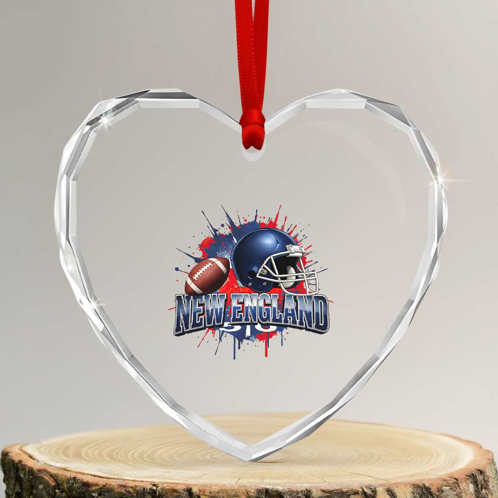 New England Athletic Helmet Graphic Paint Splatter Graphic Heart Crystal Glass Ornament Patriotic Game Day Sports Fan TS02 Transparent Glass 3'' Heart Print Your Wear