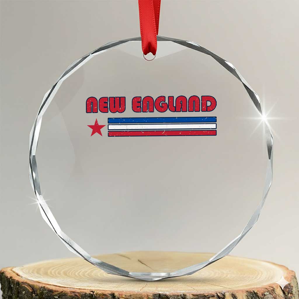 New England Fan Crystal Glass Ornament Vintage Athletic Sports Star And Stripes TS11 Transparent Glass 3'' Circle Print Your Wear