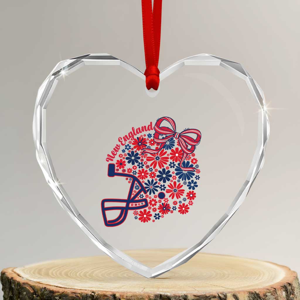 New England Game Day Sports Fan Heart Crystal Glass Ornament Floral Football Helmet With Bow TS12 Transparent Glass 3'' Heart Print Your Wear