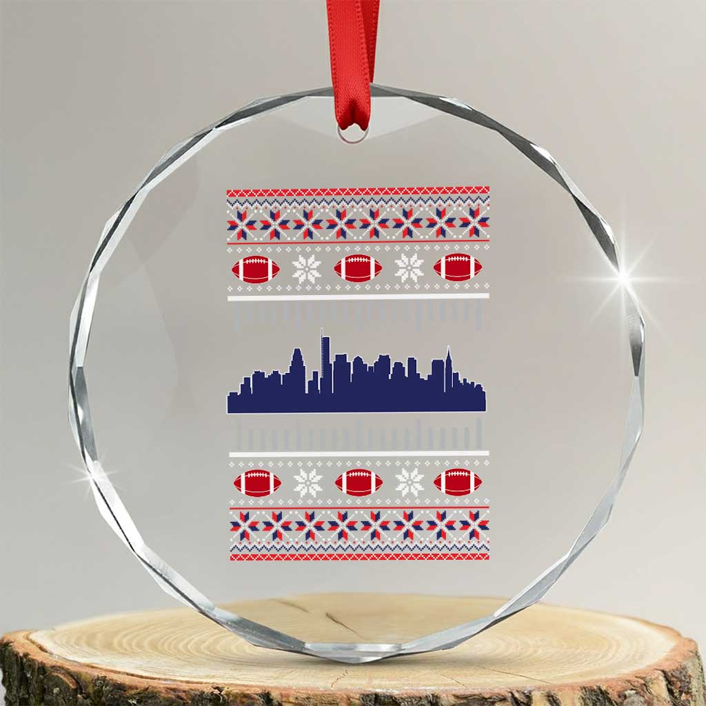 New England Skyline Game Day Crystal Glass Ornament Ugly Christmas Football Fan Gift TS12 Transparent Glass 3'' Circle Print Your Wear