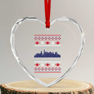 New England Skyline Game Day Heart Crystal Glass Ornament Ugly Christmas Football Fan Gift