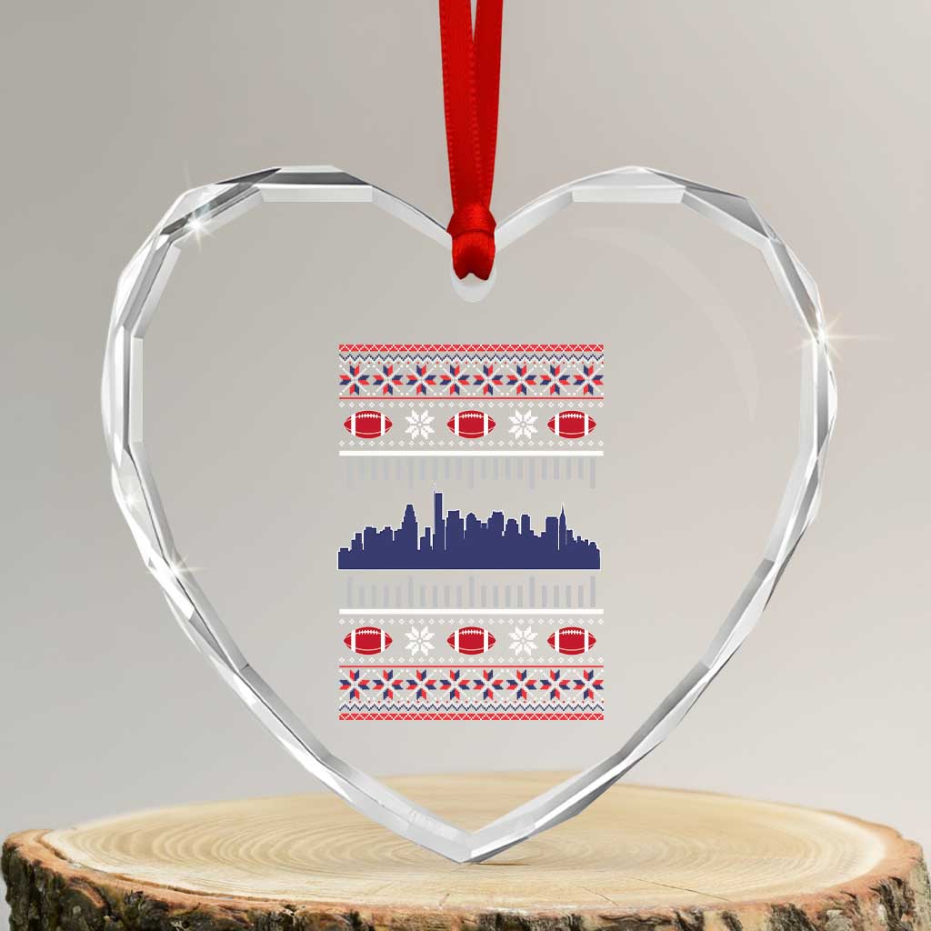 New England Skyline Game Day Heart Crystal Glass Ornament Ugly Christmas Football Fan Gift TS12 Transparent Glass 3'' Heart Print Your Wear