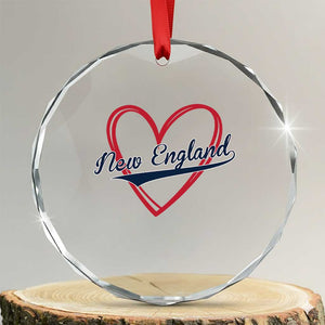 New England Vintage Red Heart Sport Fan Game Day Crystal Glass Ornament TS11 Transparent Glass 3'' Circle Print Your Wear