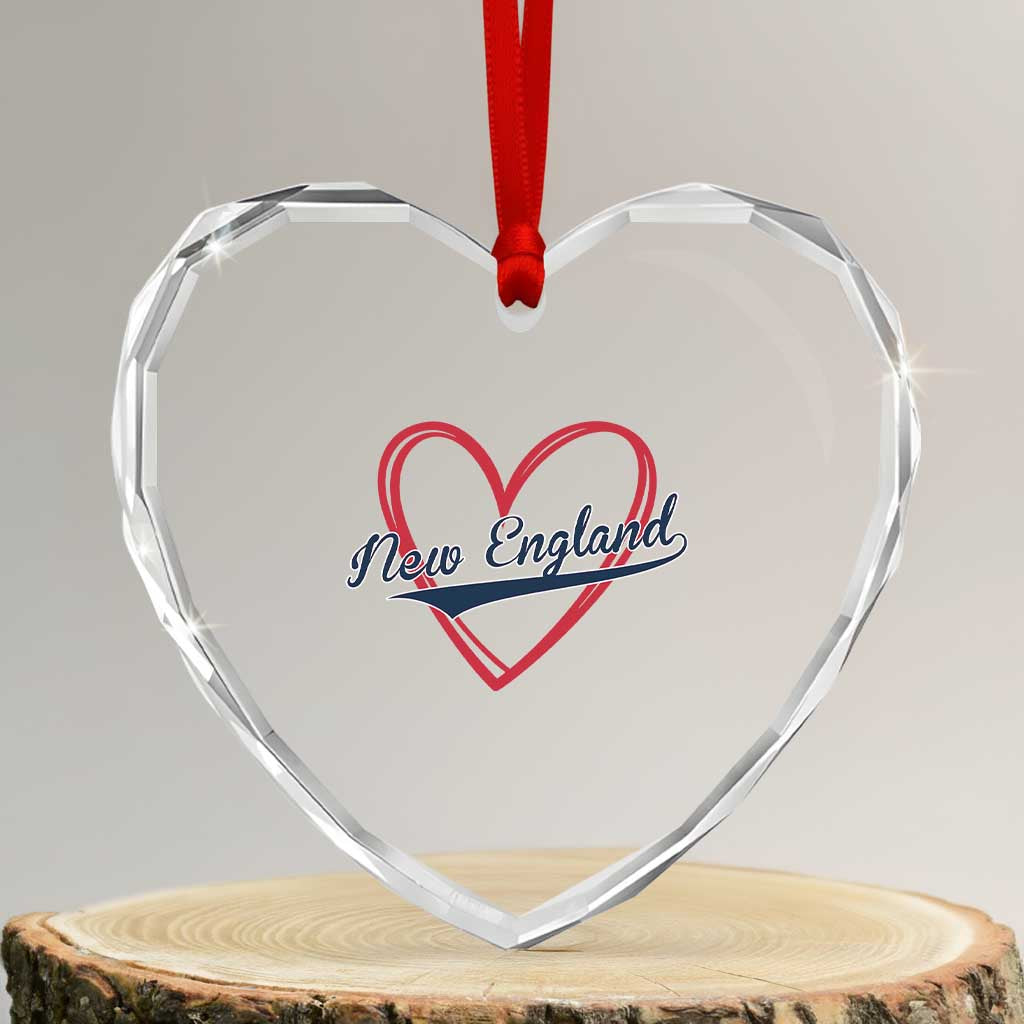 New England Vintage Red Heart Sport Fan Game Day Heart Crystal Glass Ornament TS11 Transparent Glass 3'' Heart Print Your Wear