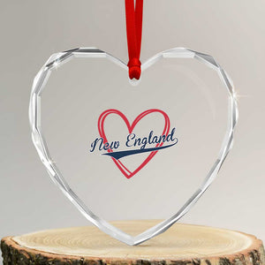 New England Vintage Red Heart Sport Fan Game Day Heart Crystal Glass Ornament TS11 Transparent Glass 3'' Heart Print Your Wear