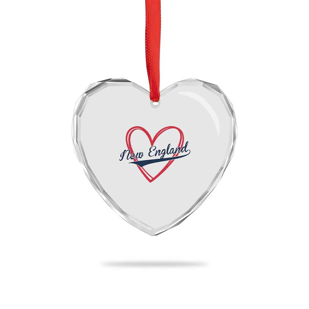 New England Vintage Red Heart Sport Fan Game Day Heart Crystal Glass Ornament TS11 Print Your Wear