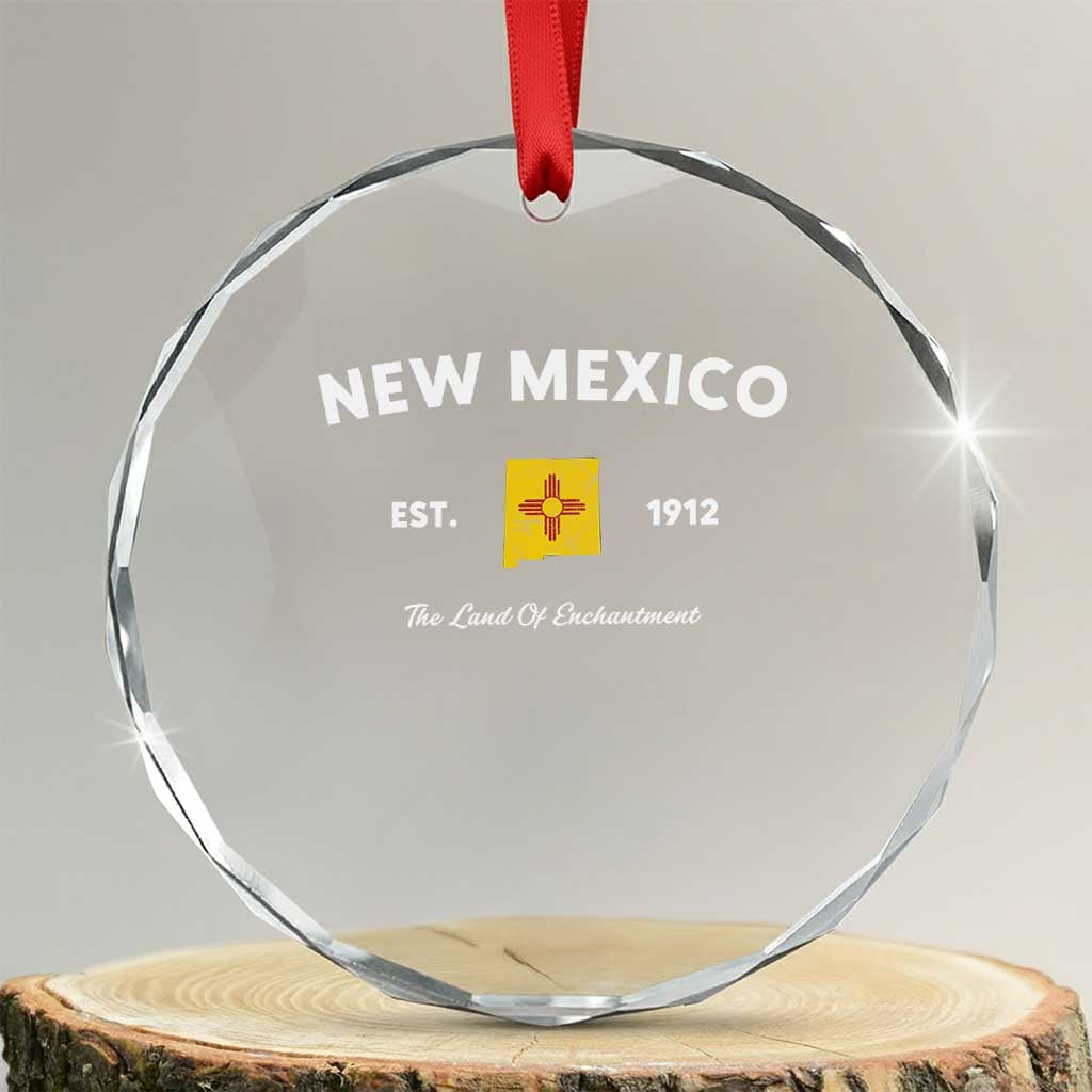 New Mexico Flag Map Zia Sun Souvenir Crystal Glass Ornament TS14 Transparent Glass 3'' Circle Print Your Wear