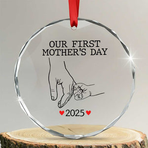 New Mom Est. 2025 Crystal Glass Ornament First Mothers Day Matching Gift Light TS02 Transparent Glass 3'' Circle Print Your Wear