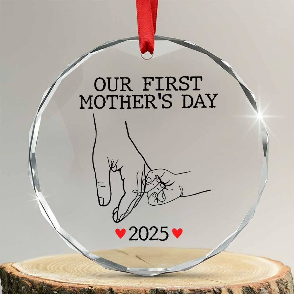 New Mom Est. 2025 Crystal Glass Ornament First Mothers Day Matching Gift Light TS02 Transparent Glass 3'' Circle Print Your Wear