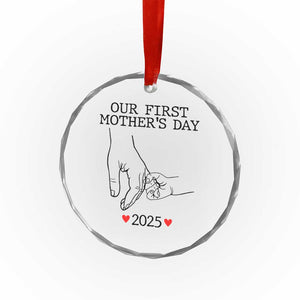 New Mom Est. 2025 Crystal Glass Ornament First Mothers Day Matching Gift Light TS02 Print Your Wear