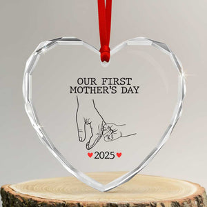 New Mom Est. 2025 Heart Crystal Glass Ornament First Mothers Day Matching Gift Light TS02 Transparent Glass 3'' Heart Print Your Wear