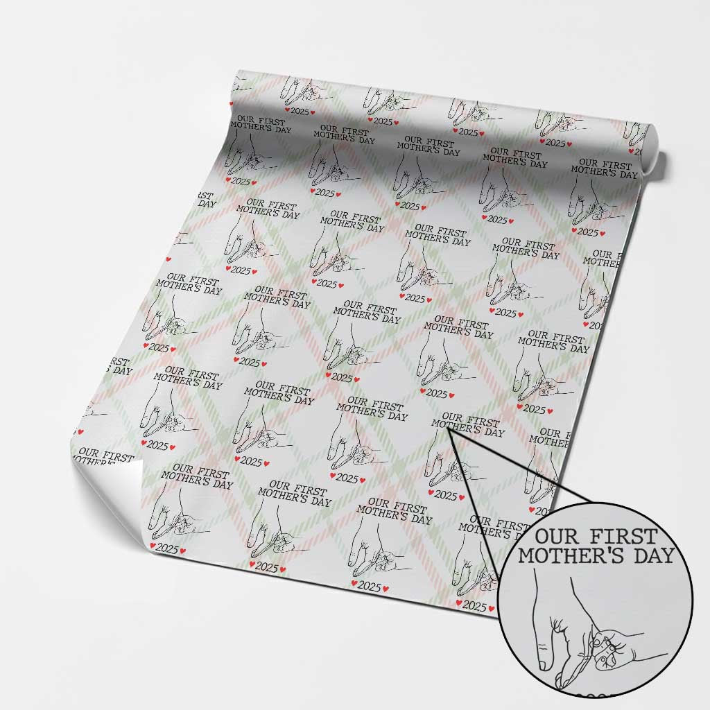 New Mom Est. 2025 Wrapping Paper Roll First Mothers Day Matching Gift Light TS02 Christmas Plaid Print Your Wear