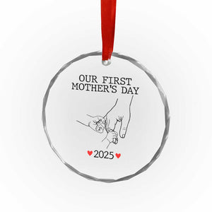 New Mom of Twins Est. 2025 Crystal Glass Ornament First Mothers Day Matching Gift Light TS02 Print Your Wear